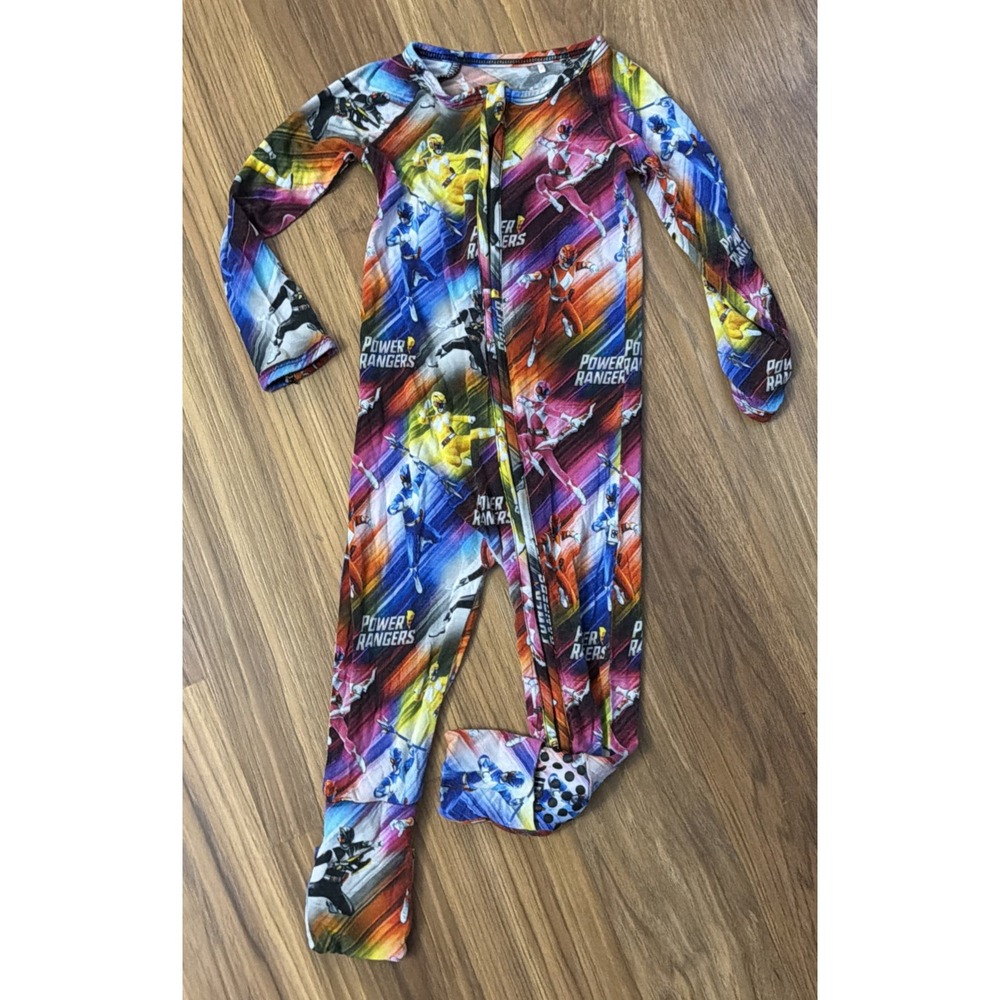 Bums & Roses Power Rangers Baby Boys 9-12 Months Bamboo Footed Sleeper Pajamas